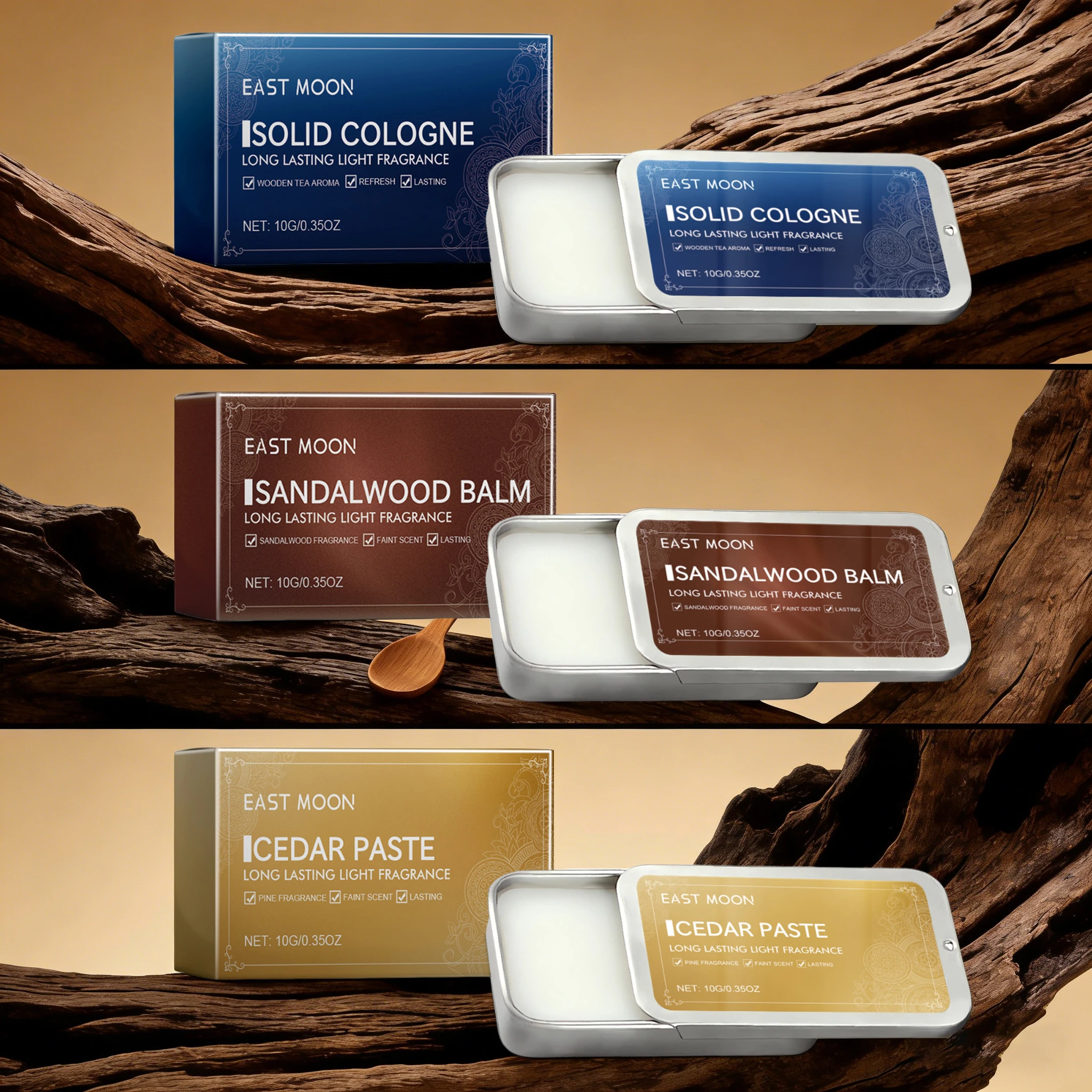 3센츠 남성용 솔리드 콜로뉴, 지속력 좋은 프레쉬 콜로뉴, 페로몬 향, 남성 데오도란트, 휴대용 우디 향 솔리드 향수 밤