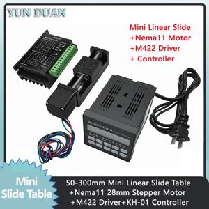 T형 슬라이딩 테이블 레일 리니어 50-300mm 스트로크 슬라이딩 테이블 NEMA11 스테퍼 모터 드라이버 컨트롤 키트 CNC 리니어 가이드 XYZ 축