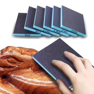 6PCS 샌딩 스폰지 60-320 그릿 세척 및 재사용 가능 금속 목재 연마용 습식 및 건식 샌딩 블록 연마 도구 120*96*13mm