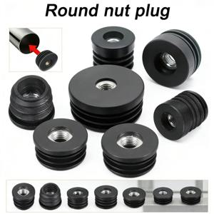 4-16개 M6 M8 원형 플라스틱 파이프 플러그, 블랙 홀 너트 캡 조절 가능한 나사 발판 가구 다리 및 튜브 엔드 커버용