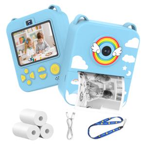 어린이 카메라 디지털 어린이 카메라 즉석 인쇄 사진 비디오 레코더 유아용 미니 감열 프린터 생일 선물 귀여운 유니콘