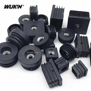 검정색 사각/원형 블랭킹 엔드 캡 너트 파이프 튜브 플러그 플라스틱 가구 다리 삽입 캡 M8 M10