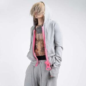 미국 패션 트렌드 솔리드 컬러 오버사이즈 후드티 여성용 Y2K 스트리트 하라주쿠 루즈핏 오버사이즈 지퍼 멀티 포켓 후드티