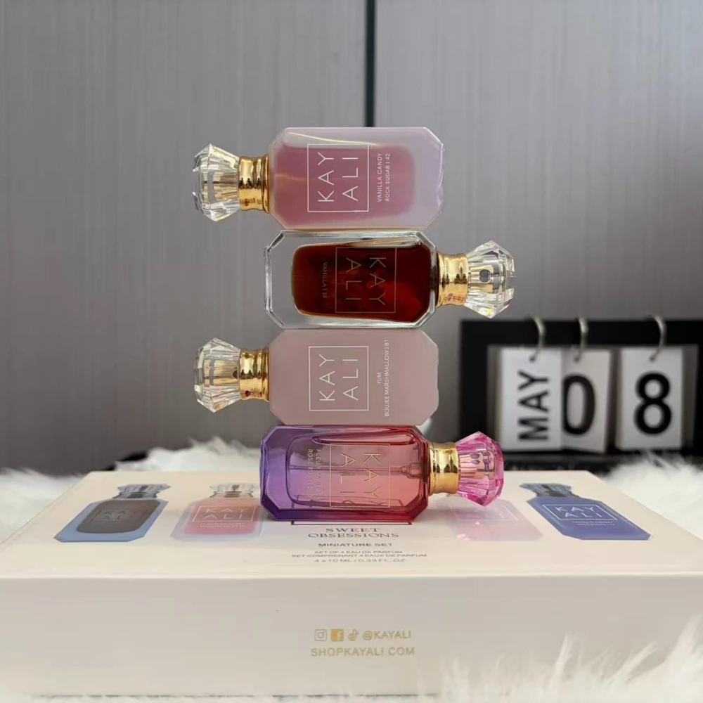 40ml 향수 미니 세트 4x10ml 스위트 바닐라 캔디 마시멜로 로즈 오 드 퍼퓸 선물 세트 여성용 지속력 좋은 향수