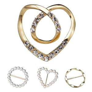 4pcs 금속 링 허리 버튼 스카프 버튼 패션 코너 허리 매듭 브로치 여성 사용하기 쉬운 고정 버클 소녀 장식