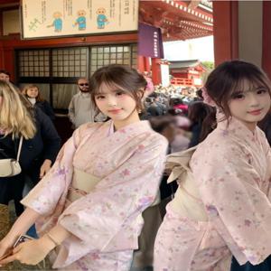 전통 일본식 기모노 스타일 목욕 가운 드레스 사진 촬영 의상 젊은 여성들을 위한 가을 패션 민족 의상 무대 의상