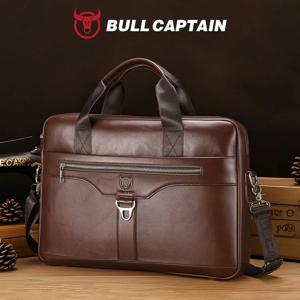 BULLCAPTAIN 남성용 정품 가죽 서류 가방 빈티지 비즈니스 노트북 가방 대용량 메신저 핸드백 숄더백 업무용