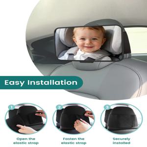 아기 카시트 거울, 유아용 깨지지 않는 안전 모니터, 미끄럼 방지 스트랩이 있는 자동차 헤드레스트용 범용형
