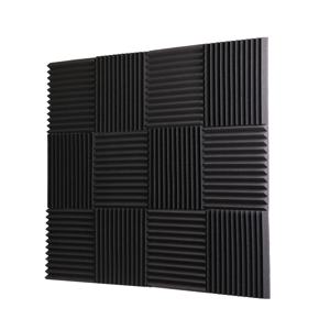고밀도 방음 코튼 소음 감소 폼 벽면 음향 패널 (방송 스튜디오, 라이브룸, 홈시어터용) 블랙