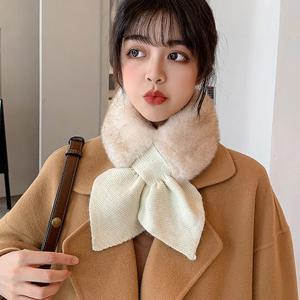 여성용 크로스 스트랩 숄, 부드러운 목 스카프, 여아, 가을, 겨울, 니트 스카프, 스위트, 올 매치, 여성 스카프