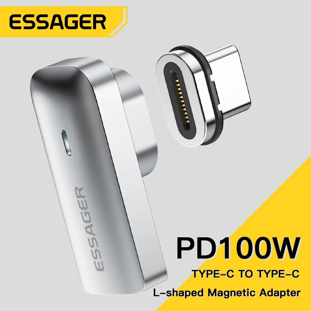 Essager PD 100W 마그네틱 USB C OTG 어댑터 고속 충전 유형 C 자석 커넥터 Macbook 노트북 용 20Gbp 데이터 동기화 4K @ 60Hz