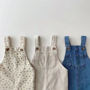 용수철 아동복 세트, 아동용 롬퍼 데님 점프수트, 민소매 바디수트, 유아 남아 및 여아용, 가을 및 신상, HY22421