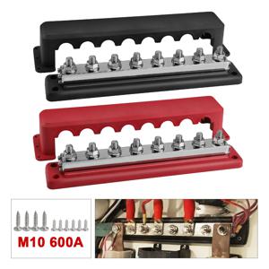 커버가 있는 8 포스트 배전 블록 M10 헤비 듀티 24V 600 Amp 정격 버스 바 쌍(자동차 RV 차량 트럭 보트용)