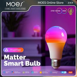 MOES Tuya Matter WiFi 스마트 전구 디밍이 가능한 Led 조명 1600만 RGB 색상 E27 촛불 램프 음성 제어 Alexa Google 홈