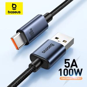Baseus 66W/100W USB 유형 C 케이블 화웨이 P50 P40 Pro 명예 슈퍼 충전 6A 고속 충전 USB C 충전기 데이터 케이블 와이어 코드