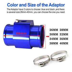 26MM-40MM 블루 & 블랙 알루미늄 수온 게이지 라디에이터 온도 수온 조인트 파이프 센서 자동차 트럭 게이지