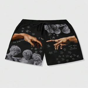남성용 루즈 럭셔리 반바지, 3D 인쇄 캐주얼 조각 인쇄, 하라주쿠 반바지, 스포츠 빠른 건조 반바지, 여름 신상
