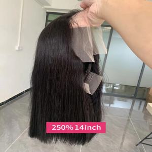 생머리 베트남어 250 밀도 100 인간의 머리카락 레이스 정면 가발 직선 자연 블랙 13x6 밥 가발 레이스 전면 인간의 머리 가발