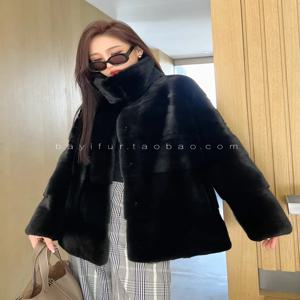 HDHOHR 2025 새로운 천연 밍크 모피 코트 여성 리얼 밍크 모피 코트 모피와 아웃웨어 파크 고품질 여성 따뜻한 겨울 자켓