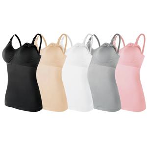 임신 중 하단 레이어가 있는 긴 캐미솔 조끼, 앞 버클, 모유 수유, 속옷 착용 필요 없음