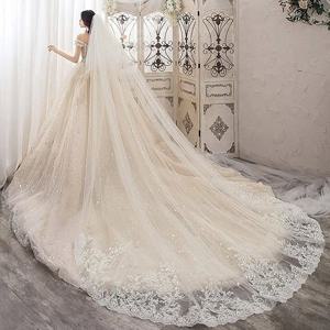 300cm,350cm,500cm 긴 웨딩 베일 화이트, 아이보리 mariage 빗 대성당 베일이있는 한 레이어 신부 베일
