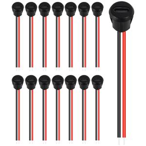 15PCS USB-C 커넥터 유형-C 암 섀시 2 핀 유형-C 암 소켓 커넥터 방수 잭 암 충전 포트 3A USB-C