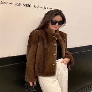 HDHOHR 2026 New100% 리얼 밍크 모피 코트 여성 패션 필수품 천연 밍크 코트 따뜻한 짧은 가죽 아우터 겨울 모피 자켓