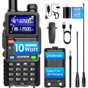 BAOFENG 5RM 10W 햄 라디오 장거리 UV5RM GMRS 라디오 휴대용 양방향 라디오 NOAA 날씨 수신기 충전식 장거리 산책