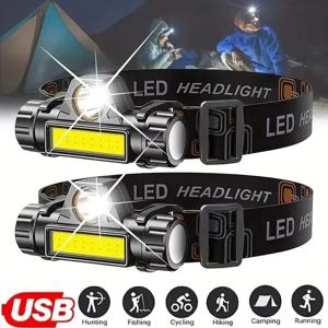 XP-G Q5 헤드램프 헤드 라이트 방수 2500lm Cob Led 내장형 USB 충전식 14500 배터리 작업등