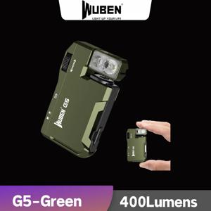 WUBEN G5 EDC 손전등 400루멘 RGB&화이트 Type-C 충전식 포켓 크기의 광채 키체인 라이트 Bulit-in 배터리-녹색
