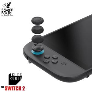 Skull & Co.의 Savage Raven 조이스틱 캡 썸 그립 세트 Nintendo Switch 2용 FPS CQC 썸스틱 커버