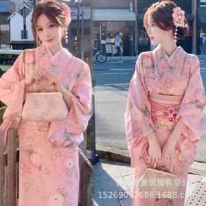 새로운 보라색 꽃 일본 기모노 여성 일본식 개선 버전 유카타 귀여운 소녀 위치 사진 의류
