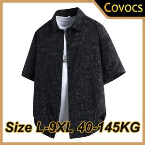 남성용 패션 반팔 셔츠 대형 여름 셔츠 L-9XL 루즈 피트 프린트 탑 트렌디 남성용 소년 의류 40kg-145kg