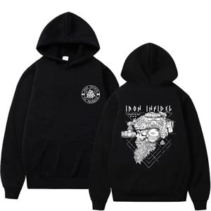 Til Valhalla American Beard Warrior 전술 해골 그래픽 후드 남성 여성 패션 오버 사이즈 스웨터 남성 캐주얼 후드