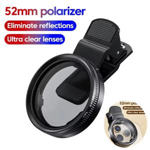 미니 52mm 클립형 휴대폰 필터 홀더 마운트 카메라 광각 필터 렌즈 편광판 범용 휴대용 CPL 필터 렌즈 키트 (아이폰용)
