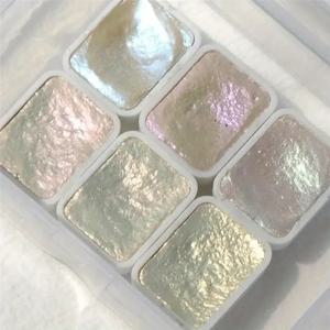 6색 진주 수채화 안료, 중국 전통 회화용 고체 포장, Tangka 서예, 컬러 페인팅