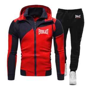Everlast 2025 봄 가을 인기 편안한 스포츠 세트 남성 카디건 지퍼 스플 라이스 후드 + 캐주얼 스웨트 팬츠 슈트