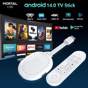 Mortal TV 스틱 안드로이드 14 WiFi 6 구글 크롬캐스트 Allwinner H313 BT5.X 음성 리모컨 넷플릭스 4k HDR10 2G16G 동글 미니 TV 박스