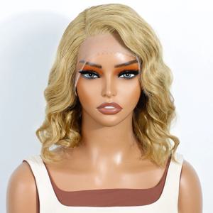 세련된 숏 바디웨이브 보브 인모 가발 여성용 금발 레이스 프론트 가발 4개 갈색 바디웨이브 레이스 가발 99J 레드 가발