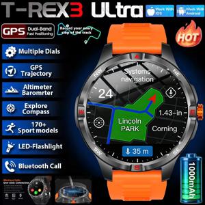 2025 군용 등급 1000mAh 배터리 스마트 워치 5ATM 방수 GPS 나침반 BT 통화 AMOLED HD 남성 스포츠 스마트워치 안드로이드
