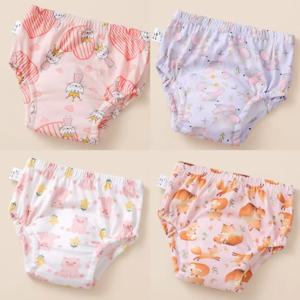 4PCS 남아 여아 아기용 면 통기성 재사용 가능한 귀여운 변기 훈련 팬츠 흡수성 방수 어린이 속옷 반바지