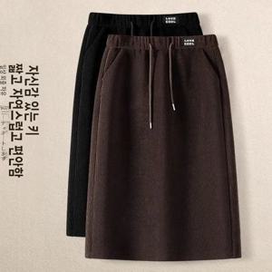 두꺼운 양털 A라인 미니 스커트 하이웨이스트 중간 길이 여성용 가을 겨울 슬리밍 스커트 통근 스타일 캐주얼웨어