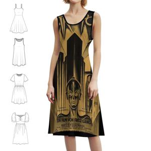 메트로폴리스 프리츠 랑 1926-빈티지 영화 포스터 흑백 스윗하트 넥라인 드레스 여성용 우아한 여름 파티 드레스 메트로폴리스