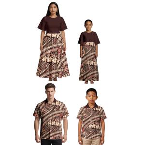 맞춤 로고 플로럴 하와이안 2026 신상 엄마와 딸 커플룩 알로하 셔츠 사모아 캐주얼 가족 부모-자녀 의상 폴리네시안