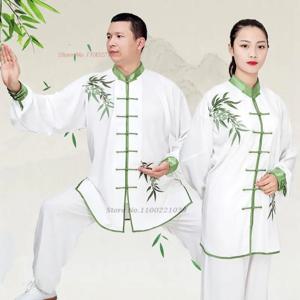 2026 중국 무술 태극권 의류 무술 전통 태극권 연습 운동 꽃 자수 상의+바지 세트