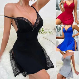 우아한 검은 잠옷 여성의 꽃 레이스 트림 Chemise 활 조절 스트랩 부드러운 잠옷 란제리 새로운 패션 핫 세일