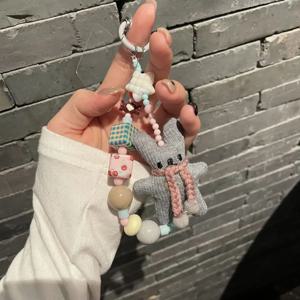 수제 토끼 폰 스트랩 가방 참 장식 클립 휴대폰 랜야드 분실 방지 펜던트 비즈 폰 체인 장식품