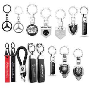 3D 메탈 가죽 자동차 로고 키체인 브레이드 로프 키링 (메르세데스 벤츠 AMG C200 C260 C300 W108 W124 W126 W140 W168 W169 W176 용)