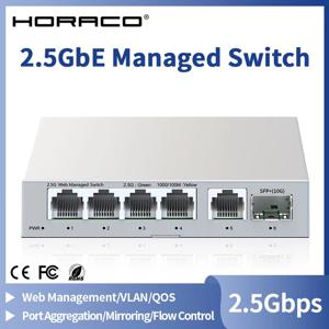 2.5GbE 관리형 스위치 5포트 2500Mbps 네트워크 10G SFP+ 슬롯 업링크 웹 관리형 링크 통합 허브 인터넷 분배기