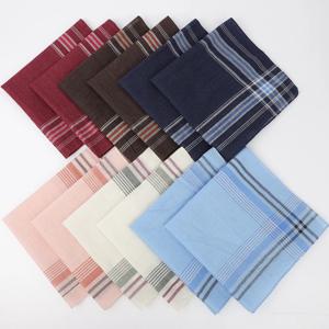 12Pcs 클래식 폴리에스테르 남성용 격자 무늬 손수건 빈티지 얇은 노인 여성용 물티슈 패션 트렌드 36cm